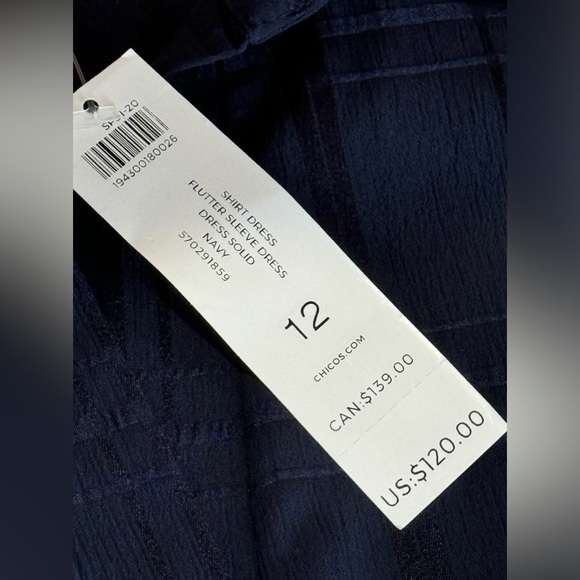 London Times by Chico’s Flutter Sleeve Solid Navy Dress - Picture 10 of 13